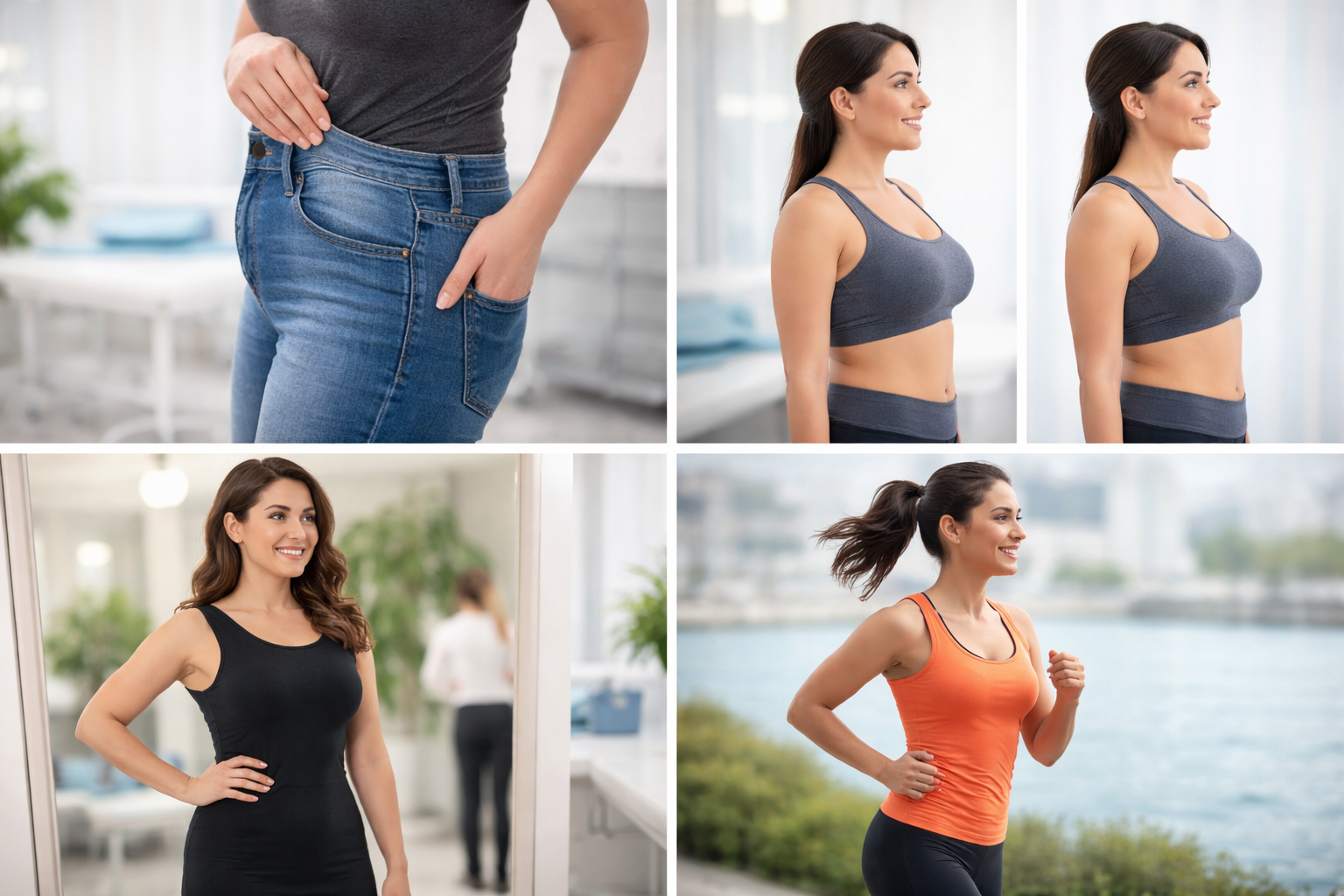 A series of before-and-after images showing the gradual, natural results of La-Lipo treatment on different body areas, emphasizing the realistic and subtle changes that can be achieved.