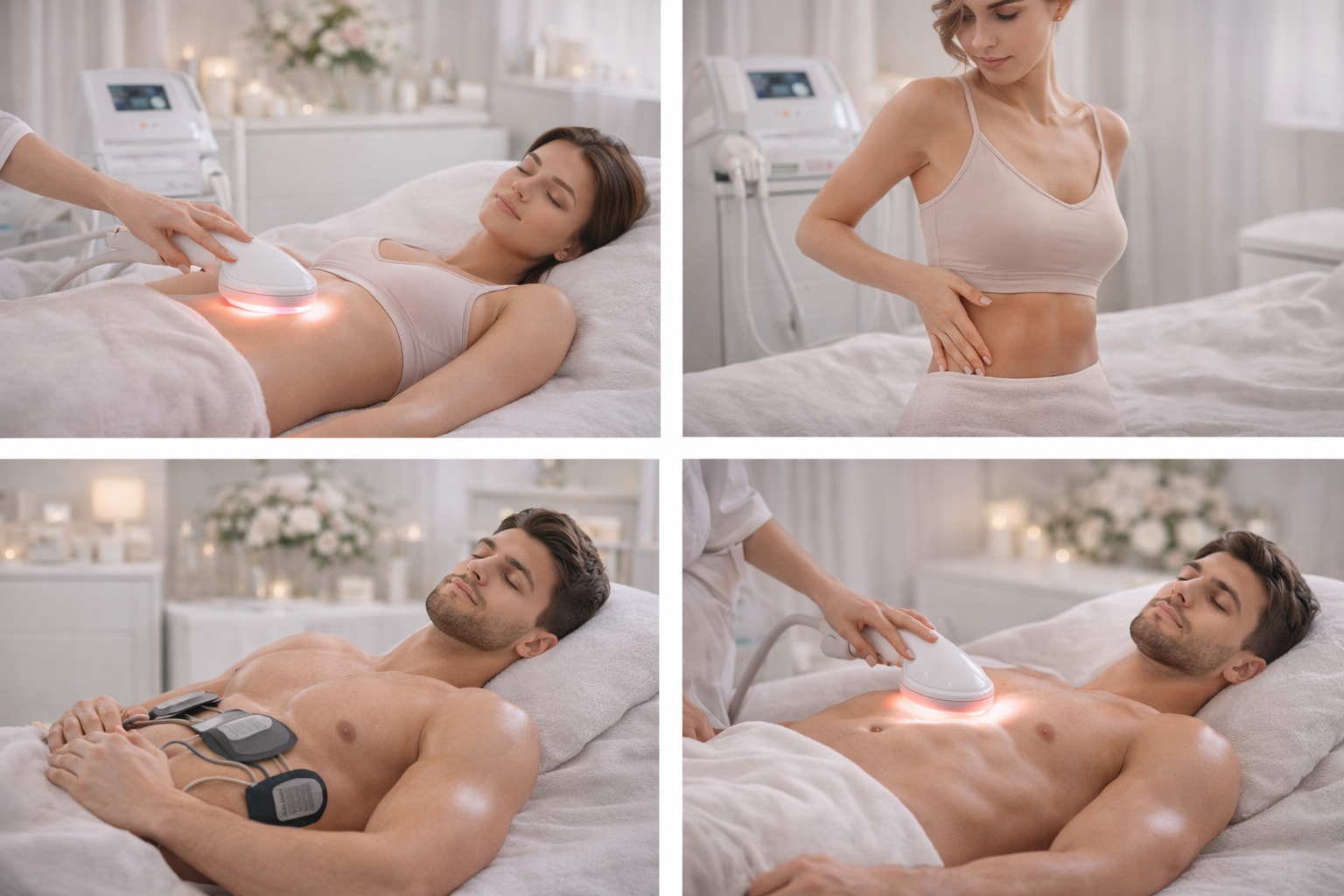 Illustration showing different body areas that can be treated with body sculpting and fat reduction services