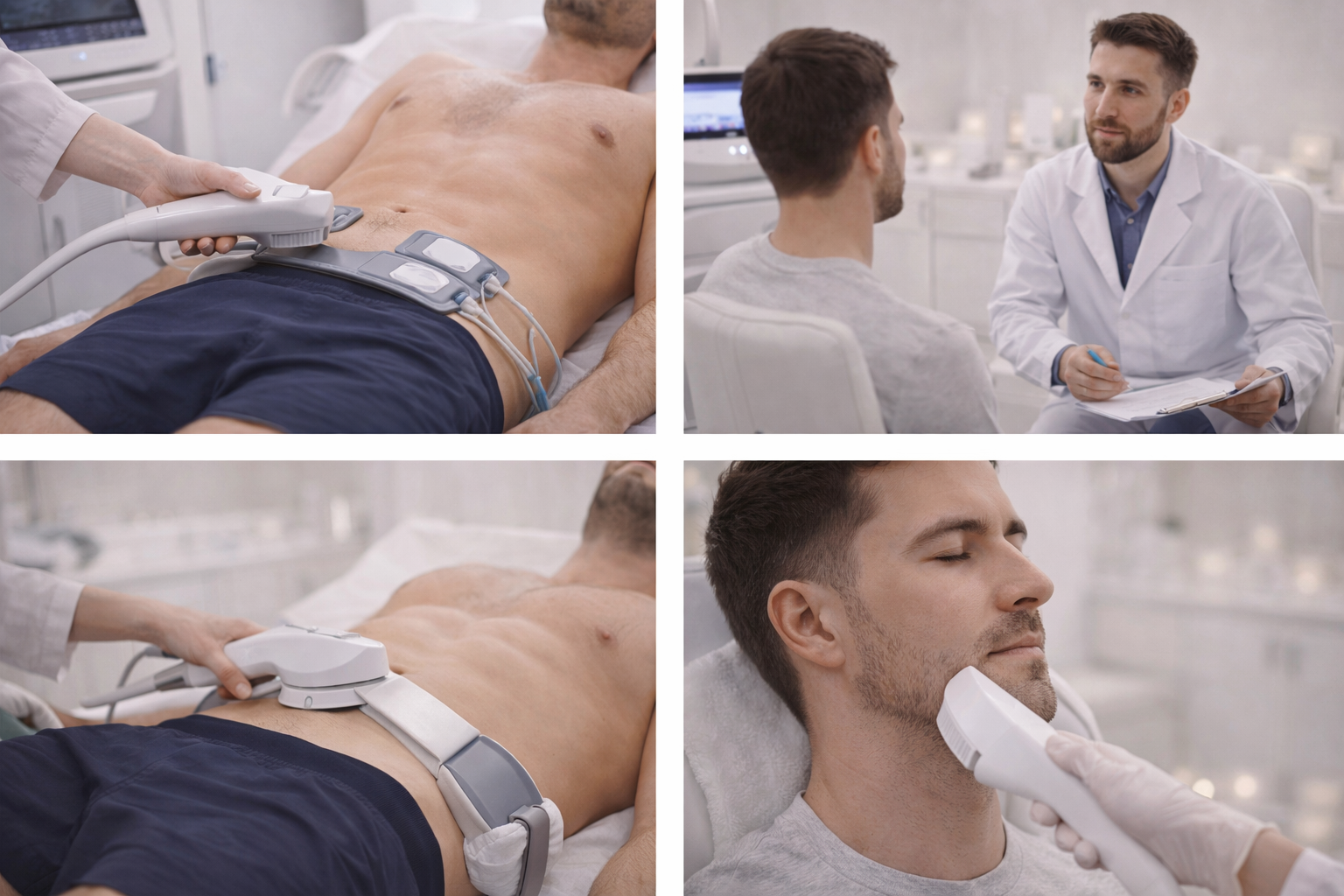 Illustration showing different men's health concerns and treatment options